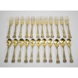 TIFFANY & CO SILVER, a collection of twelve forks and eleven spoons stamped sterling.
