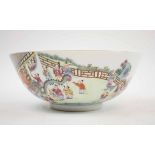 19TH CENTURY CHINESE PORCELAIN BOWL, Quianlong Dynasty style with enamels of boys and animals,