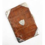 WALLET, Crocodile skin with silver mount marked 'George Henry James 1902',