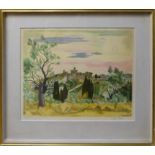 YVES BRAYER (French 1907-1990) 'Town on a Hilltop', lithograph in colours,