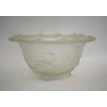 ART DECO FROSTED BOWL, attributed to Sabino with mermaid and floral decoration, 31cm diam.