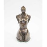 BRONZE CONTEMPORARY SCULPTURE, female figure by Owen Gillmore - British sculptor, 27cm H.