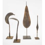 ANTIQUE WEST AFRICAN HOE CURRENCY, collection of four, in various shapes, hand forged iron,
