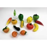 MURANO GLASS FRUIT AND VEGETABLES, fourteen various examples.