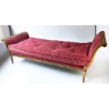 DAYBED, French Louis XVI style giltwood with double scroll end,