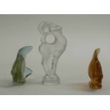 LALIQUE GLASSWARE, 'Ram' and two 'Goldfish', 8cm H.