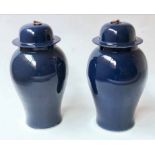 TEMPLE JARS, a pair, Chinese violet blue ceramic ginger jar form with lids, 53cm H.