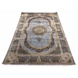 FINE PURE SILK QUM DESIGN CARPET, 225cm x 150cm.