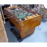 TABLE FOOTBALL, vintage 1930's Belgian, with old money and cork balls for play.
