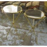 OCCASIONAL TABLES, two similar gilt metal framed,