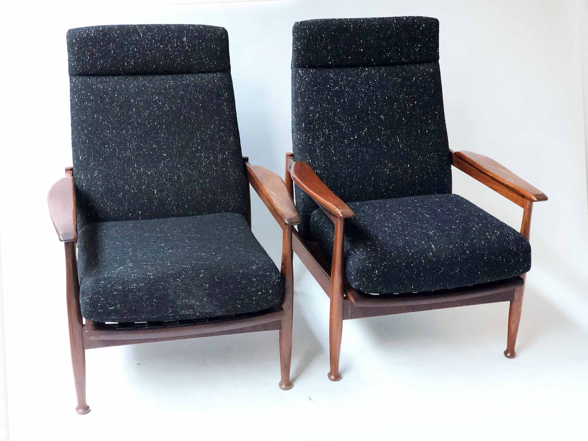 GUY ROGERS RECLINING ARMCHAIRS, a pair,