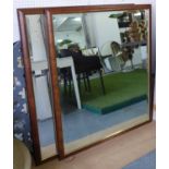 WALL MIRRORS, a pair, bur wood and ebonised frames bevelled plate, 113cm x 97cm.