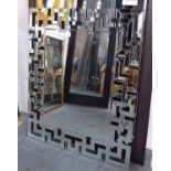 WALL MIRROR, contemporary design Greek key border, 123cm x 98cm.