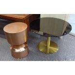 SIDE TABLES, a duo, of differing designs, 60cm diam.