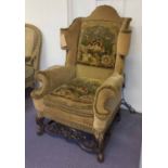 WINGBACK ARMCHAIR, William and Mary style,
