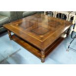 LOW TABLE, French provincial style with marquetry top, 120cm x 120cm x 41cm.