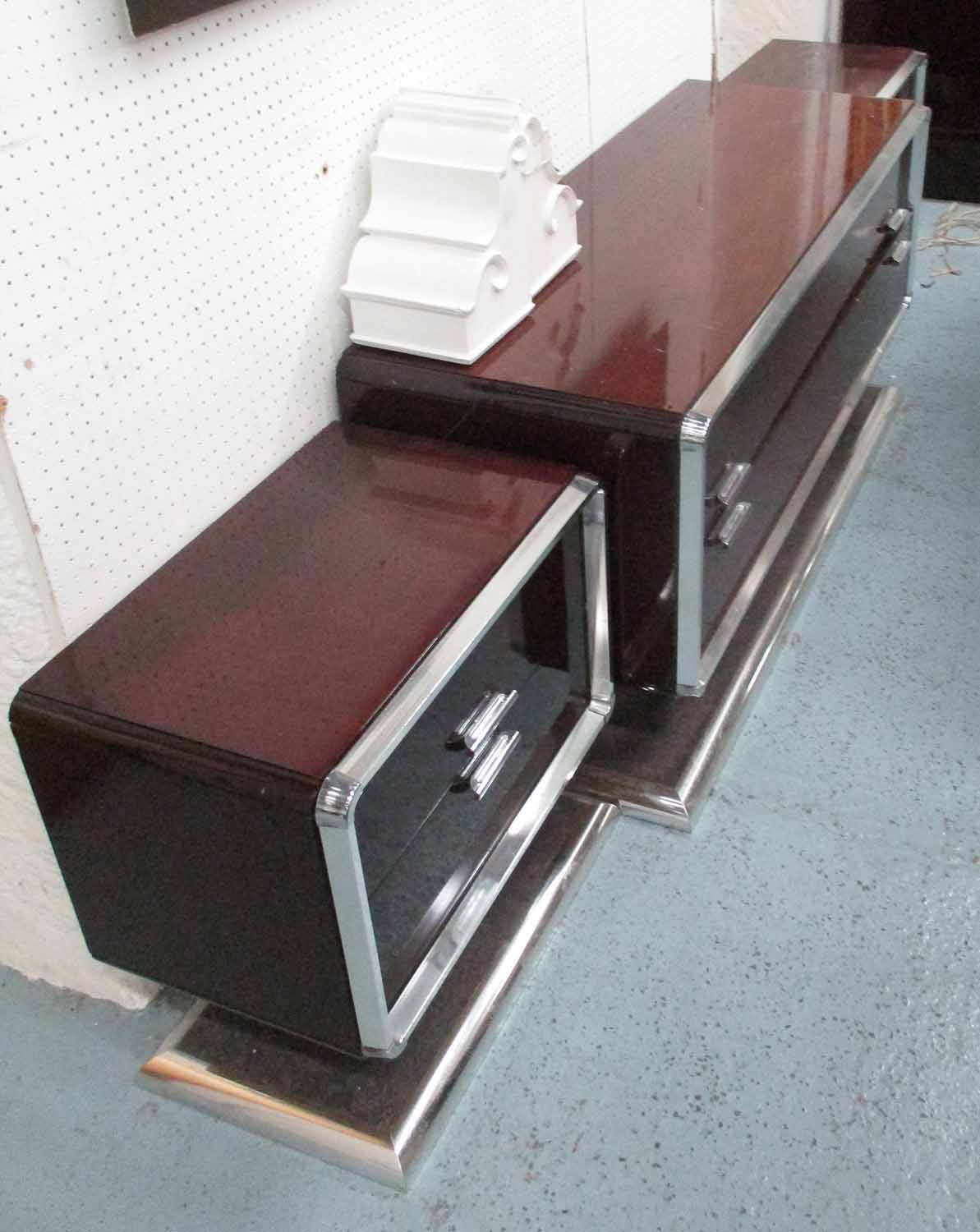 LOUNGE CABINET SET, vintage 1970's champ-buckets rosewood with carpet detail at base, 124cm largest. - Image 3 of 3