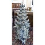 PYRAMID TULIP VASE, Delft style blue and white ceramic, 93cm H x 29cm.