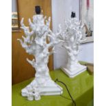 CORAL TABLE LAMPS, a pair, stylised design, 66cm H.