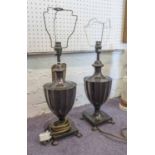 SIDE LAMPS, a pair, urn shaped, bronzed, each 42cm H.