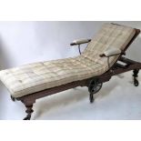 CAMPAIGN DAYBED, 19th century Robinsons Patent mahogany and brass, folding,