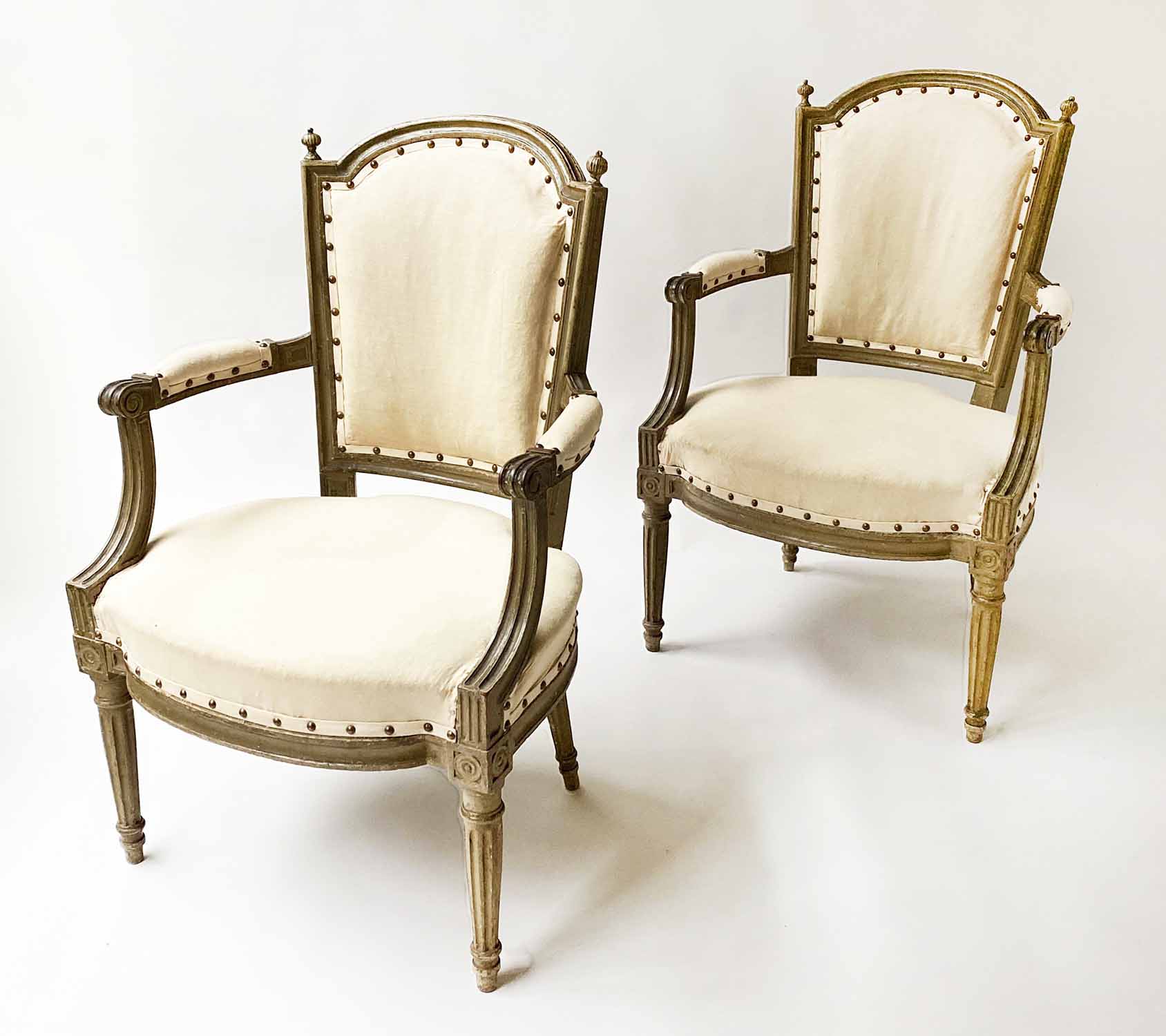 FAUTEUILS, a pair,