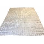 'MIAMI' ART DECO DESIGN SILK CARPET, 300cm x 240cm, geometric silver field.