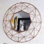 WALL MIRROR, 1950's Continental style geometric design, 90cm Diam.