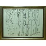 JOHN THOMPSON 'Group 953', ink on paper, signed titled and dated lower right, 55cm x 75cm,