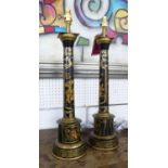 TOLEWARE STYLE TABLE LAMPS, a pair, 61cm H.