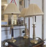 BESSELINK & JONES LAMP, 59cm H including shade and another pair of brass lamps,