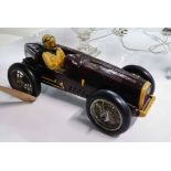 MODEL RACING CAR, vintage scaled down design, authentic stylised finish with metal spoke wheels,
