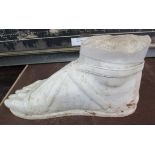 STUDY OF A SANDLED FOOT, Grecian style, marble, 22cm H.