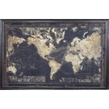 MAP OF THE WORLD, vintage style, of large proportions, 180cm x 120cm.