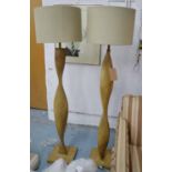 FLOOR LAMPS, a pair, helix design with shades, 160cm H.