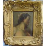 19th CENTURY SCHOOL 'A Depiction of Christ', oil on canvas, 18cm x 15cm, in ornate gilt frame.