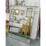 WALL MIRROR/OVERMANTEL, silvered wood, faux bamboo frame, with marginal plates, 131cm W x 152cm H.