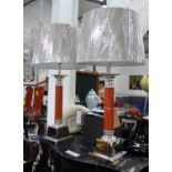 LINLEY STYLE TABLE LAMPS, a pair, with shades, 82cm H.