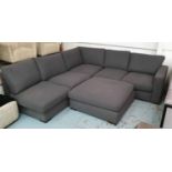 CORNER SOFA, contemporary grey felt finish, 250cm x 250cm x 72cm and ottoman.