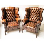 WINGBACK ARMCHAIRS, a pair,