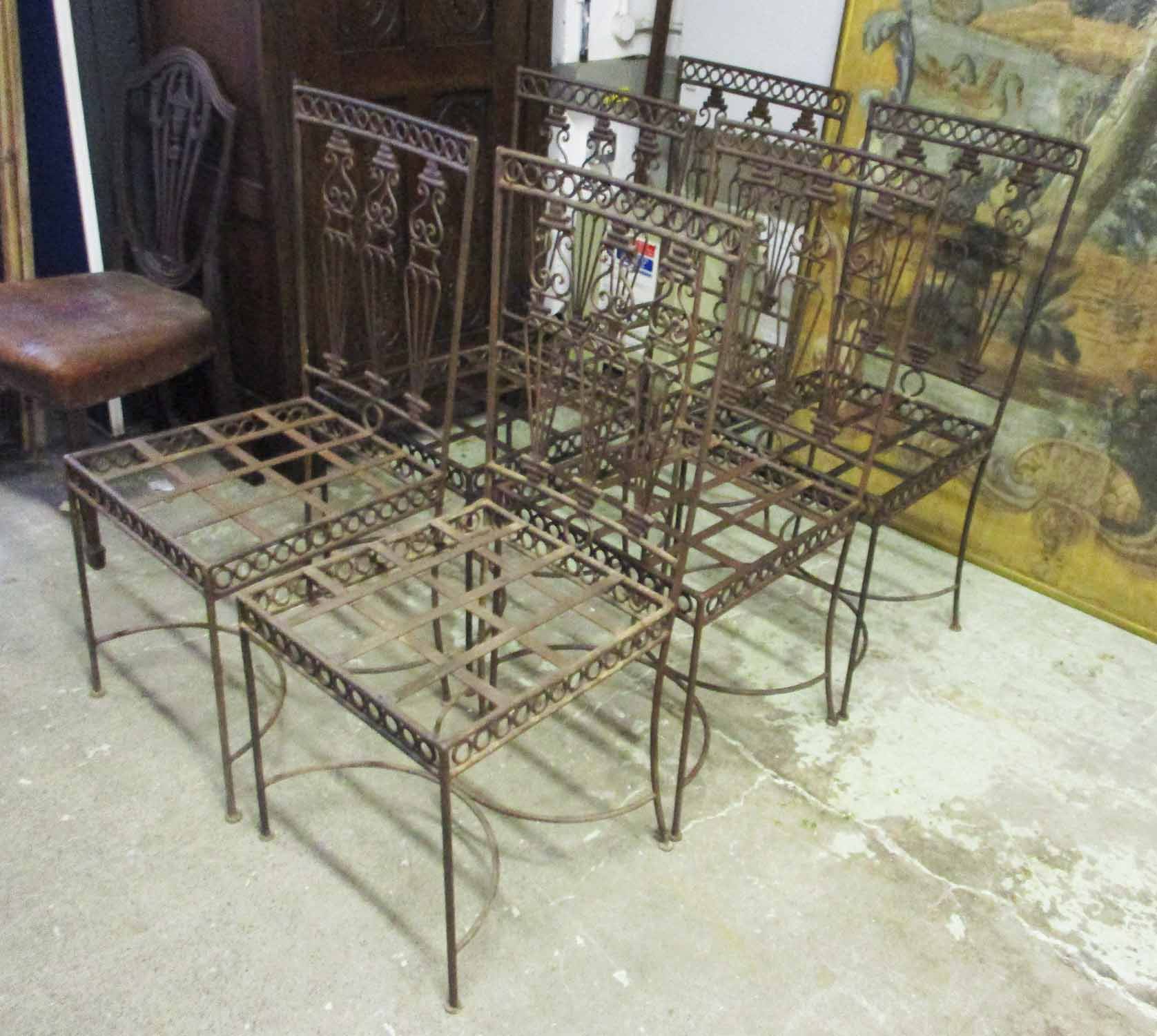 GARDEN CHAIRS, a set of six, Continental metal framed,