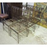 GARDEN CHAIRS, a set of six, Continental metal framed,