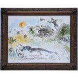 MARC CHAGALL 'Lovers', 1981, printed by Maeght, 50cm x 35cm, framed and glazed.