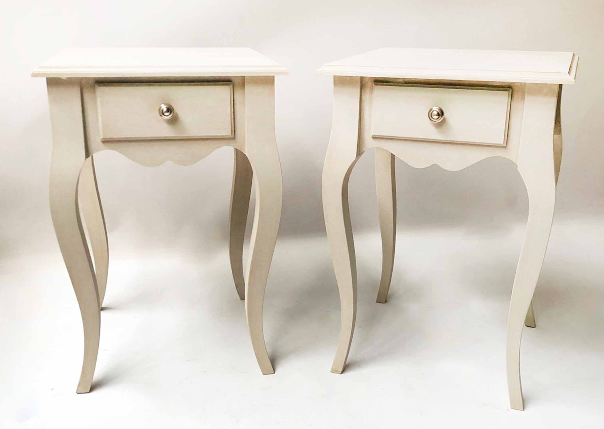 BEDSIDE/LAMP TABLES, a pair,