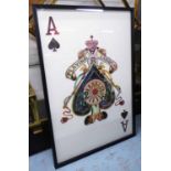 THE ACE OF SPADES, contemporary school decoupage, framed and glazed, 146cm x 100cm.