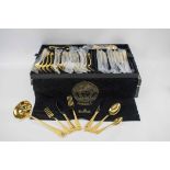 VERSACE BY ROSENTHAL, gold plated flatware canteen comprising of eight large forks,