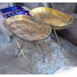 TRAY TABLES, a pair, 1960's French inspired, 66cm H.