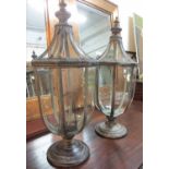 GARDEN LANTERNS, a pair, Georgian style glazed in a bronze effect finish, 74cm H.