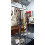 CHAMPAGNE BUCKETS, a pair, French Art Deco style on stand, 72cm H.