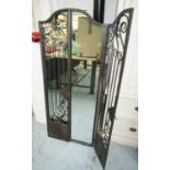 GATED MIRRORS, a pair, French provincial style, 130cm x 53cm.